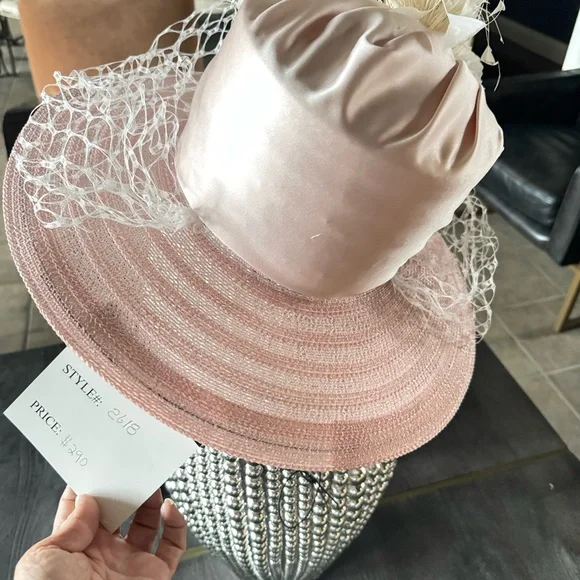 Elegant Pink Floral Hat with White Accents